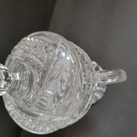 Vintage Crystal Sugar & Creamer Set With Etched Floral Design - Picture 7 of 16